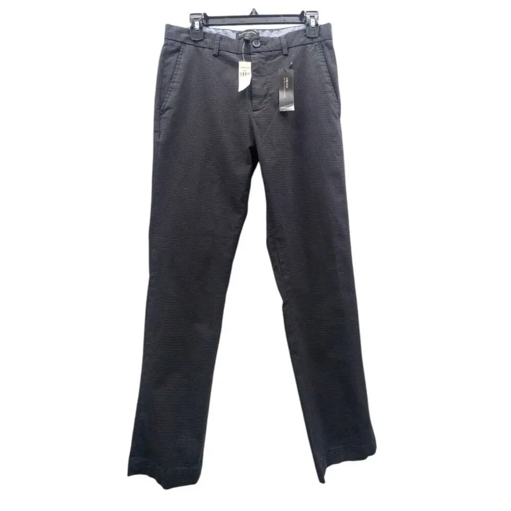 Banana Republic Men's 514668 Slim Fit Stretch Casual Pants Blue Gray Plaid 30x30